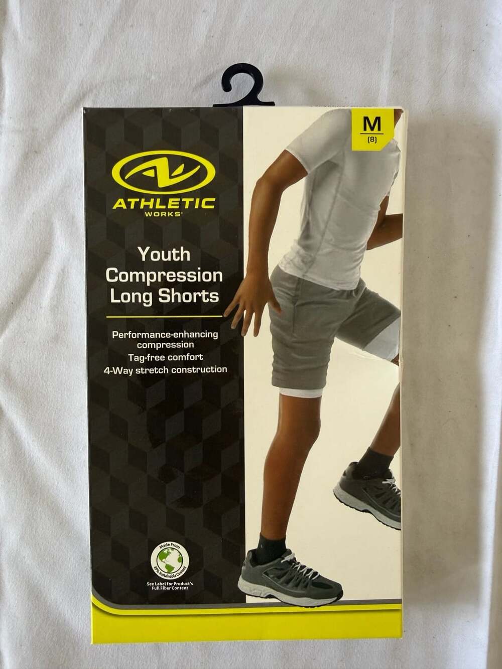 Lot of 4 Athletic Works Youth Compression Long Shorts White Size Medium 8